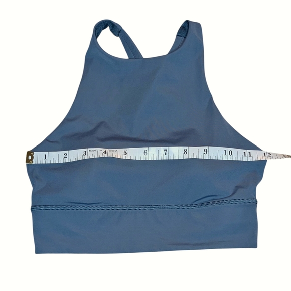 Lululemon Energy Bra High Neck Long Line Iron Blue Size 4 Medium Support - Picture 10 of 12